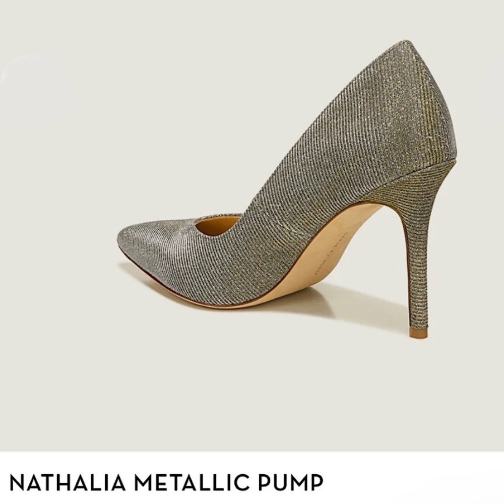Veronica Beard Nathalia Metallic Pointy Toe Heels - Picture 11 of 11
